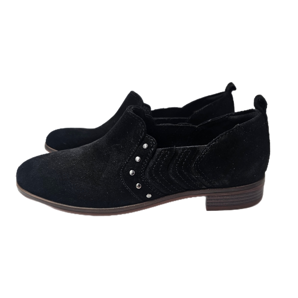 Clarks Trish Bell Studded Suede Slip-On Shootie Black Size 7 NWOT